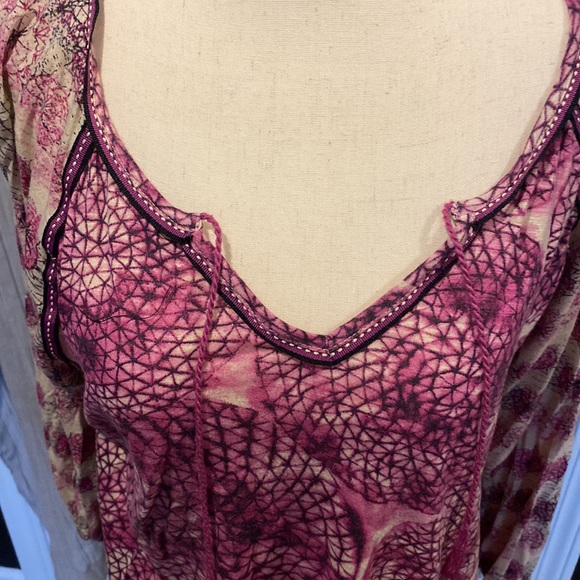 Boho Blouse By Chip and Pepper Pink/off White Size Med - Picture 2 of 5